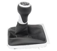 ATACDVDYEU for VW for p&assat B6 2006-2011 5/6 Speed Gear Stick Shift Knob Leather Gaiter Boot Cover 3C0711113A Gear Shift Knob Head Shifter Knobs Head(6 Speed B,Black White)