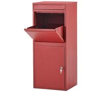 Atahome Cappadocia Extra Large Metal Parcel Delivery Box Parcel Drop Box for Secure Multiple Internet Deliveries,Wall Mountable Weatherproof Sturdy Mailbox for Outdoor and Porch (Red)