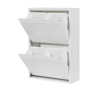 Atahome Recycling Bins for Kitchen Metal Slim Trash Bin Cabinet 4 Bins Plastic Buckets with Metal Handles, 4x15 Litres Bin Divider Storage Organiser, Sturdy Rubbish Bin Didyma 2+2 Drawer (White)
