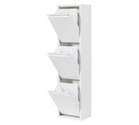 Atahome Recycling Bins for Kitchen Tall Metal Slim Trash Bin Cabinet 3 Bins Plastic Buckets with Metal Handles, 3x15 Litres Bin Divider Storage Organiser, Sturdy Rubbish Bin Perge 3 Drawer (White)