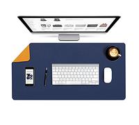 AtailorBird Mouse Pad Double Side Extended 800X400X2mm Waterproof PU Leather Protective Desk Mat Large Size Writing Mat Desk for Office Home - Blue&Yellow