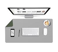 AtailorBird Mouse Pad Double Side Extended 800X400X2mm Waterproof PU Leather Protective Desk Mat Large Size Writing Mat Desk for Office Home - Green&Grey