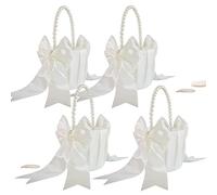 ATAILOVE Flower Girl Basket with Pearl Handle, Ivory Fariy Wedding Flower Baskets for Weddings, Set of 4
