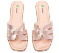 Ataiwee Women's Flat Slide Sandals - Casual Slip-On, Criss Cross Summer Dress Sandals.(2307018,GD/MF,6.5 UK)