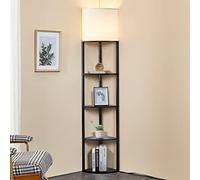 ATAMIN Alvis Edge 72" Floor Lamps for Living Room Decor, Tall Lamp for Bedroom, Modern Corner Shelf Lamp, Sturdy Floor Lamp with Shelves, Standing Lamp with Book Shelves, LED Lamp Shelf (Black)