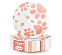 ATAMOW 50pcs Pink Paw Paper Plates, 7 In Disposable Pink Dog Paw Plates, Perfect for Birthday Parties, Animal Themed Parties