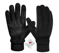 Atan Men’s Winter Gloves with 3M Thinsulate - Touchscreen Thermal Insulated Gloves, Waterproof, Windproof, Warm Driving and Outdoor Sports Gloves for Cold Weather (Deep Black, L, Ambidextrous)