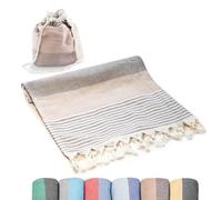 ATANI Turkish Beach Towel (71x39 Inches), Converts to a Bag, Oversized 100% Cotton Bath Towels Lightweight Quick-Dry Beach Blanket for Travel, Picnic, Camping, Yoga and Pool (Brown)