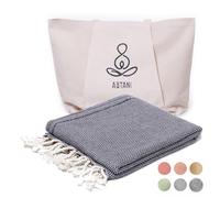 ATANI Turkish Beach Towel Bag, 100% Organic Cotton, Quick Drying, Sand Free, Large Travel Blanket, Oversized, XL, Yoga, Eco Towels, Travel Essentials, Must-Haves, Gifts (Black+1 Bag)