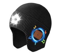 Atapeas Bluetooth Beanie Hat with Light, Rechargeable Wireless Beanie Cap Headlamp hat Music hat, Gifts for Men & Women, Black 01, One size