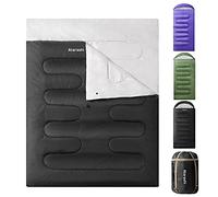 Atarashi Double Sleeping Bags for Adults, 3-4 Seasons Extra Wide XL Queen Size Two Person Sleeping Bag, Couple Black Sleeping Bags for Camping, Hiking and Outdoors, Warm Cold Weather, 59''X87''