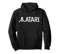 Atari Vintage Games White Logo Classic Gaming Fun Style Pullover Hoodie, Adult Unisex, Black, XX-Large