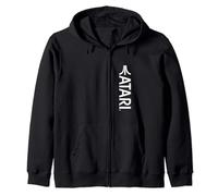 Atari Vintage Games White Logo Classic Gaming Fun Style Zip Hoodie