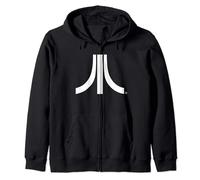 Atari White Logo Vintage 80s Gaming Retro Fun Style Zip Hoodie