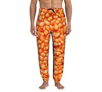 Atasc Men Sweatpants Baked Beans Funny Joggers Pants Sports Trousers with Drawstring White