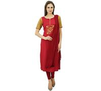 Atasi Women's Rayon Straight Churidar Suit with Dupatta Maroon