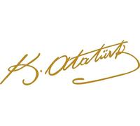 Atatürk Imza Sticker - Self-Adhesive Vinyl Sticker - Waterproof & UV Resistant for Car, Laptop, Window & Motorcycle - PL (Gold)