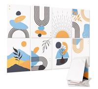 AtawLege 8 Pcs Boho Art Acoustic Panels, 48"X32" Self-adhesive Soundproof Wall Panels, Boho Wall Art Decor High-Density Sound Absorbing Panel, Acoustic Treatment Wall Panels for Studio, Home, Office