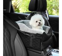 AtawLege Center Console Dog Car Seat, Detachable Washable Dog Booster Seat, Adjustable Safety Belts and Built-in Leash Pet Carseat, Portable Puppy Travel Carrier with Cushion for Small Dogs Cat(Black)