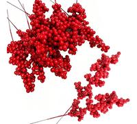 ATB-Foger 10 Christmas Red Berry Stems, Holly Branches, 20 cm | Christmas Red Berry Stems for Christmas Tree DIY GarlandHoliday Wreath Ornaments Wedding Home Decor Red