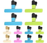 ATB-Foger 12 Pcs Reusable Multicoloured Seal Clips Bag Clips for Food Storage 2 Sizes for Snacks Coffee Home Kitchen Office Travel Camping,4 Color