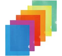 ATB-Foger 24 Pcs A4 Colours Clear Plastic Folders Plastic Sleeves Wallets File Paper Cover 6 Colours Folder Sheet Protector for Office School Work Report Presentation Project Documents File