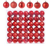 ATB Foger 42 Pcs Christmas Balls Decoration Plastic Christmas Tree Balls Red Glittering Xmas Tree Ornaments for Holiday, Home, Festival, Decorations 3 cm