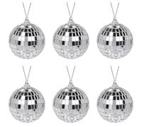 ATB-Foger 6 PCS Silver Disco Party Decoration Mirror Disco Ball Bright Reflective Mirror Christmas Balls for Party or DJ Light Effect, Home Decorations, Stage Props, Game Accessories (2.36 Inch)