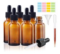 ATB-Foger 6 X 30ml Amber Glass Dropper Bottles Reusable Glass Dropper Bottles Sample Dropper Bottle Pipette Dropper Bottle for Essential Oil Massage Aromatherapy Eye Drops