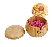 ATB-GIFT Bamboo Yarn Bowl, Yarn Bowls for Knitting, Yarn Holder Bowl with lid for Crochet Knitting Home Decor(15 * 9.5cm)