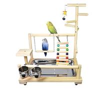 ATB-GIFT Bird Perch Stand Toy, Wooden Parrot Playground Gym, Budgie toys, Bird Cage - budgie cage - parrot cage Accessories for Small Parakeets, Cockatiels, Finches, Budgie(40 * 26 * 8CM)