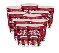 ATBEAMEN 10Pcs Christmas Party Cups Decor, Red Black Plaid Paper Cups Design for Christmas Party,Xmas Trees Partten Paper Cups for Xmas Dinner and Hot Cold Drinks Party for Christmas Disposable Cup