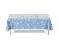 ATBEAMEN 130x220cm Blue and White Snowflake Tablecloth Disposable for Xmas Decor,Christmas Frozen Winter Snowflakes Table Covers Winter Rectangular Table Cloth for Christmas,Winter Holiday Home Party