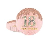 ATBEAMEN 16pcs Rose Gold 18th Birthday Paper Plates 7 inch Party Table Decor, Girls 7'' Tableware, Happy Tableware Plate for Her, Girls, Gifts Supplies