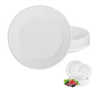 ATBEAMEN 50Pack Disposable Paper Plate Heavy Duty Plates 7 inch, Extra Strength White for hot food Super Rigid Strong Bagasse 18cm Christmas, Birthday, Picnic, BBQ
