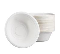 ATBEAMEN 50Pcs Strong Disposable Paper Bowls,12oz 340ml Sugarcane Bagasse Bowls White Super Rigid Biodegradable and Compostable Bowls,Plastic for Party,Soup,Dessert Bowl,Sturdy