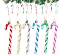 ATBEAMEN 6Pcs Colorful Plastic Candy Cane Christmas Tree Decorations 13cm,Christmas Glitter Candy Cane,Christmas Tree Hanging Decorations for Xmas,New Year,Festive Candy Cane Party Decor Supplies