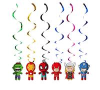 ATBEAMEN 6Rolls Superhero Avanger Birthday Party Hanging Swirl Decor-Superhero Spider Hanging Swirl Ceiling Decor Shiny Foil Swirls Baby Shower,Spider-Man Theme Party Supplies, Colorful Avanger Swirl