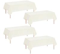 ATBEAMEN Beige Disposable Plastic Table Cloth 4 Pack,Rectangular Plastic Tablecloths 54 x 108 Inch,Beige Waterproof Party Decorative Tablecloths for Birthday,Baby Shower,Picnic and Events Decor
