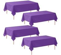 ATBEAMEN Purple Disposable Plastic Table Cloth 4 Pack,Rectangular Plastic Tablecloths 54 x 108 Inch,Purple Waterproof Party Decorative Tablecloths for Birthday,Baby Shower,Picnic and Events Decor