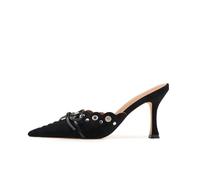 ATBELL Bow Tie Heeled Mules for Women Pointy Studs Kitten Heels Dress Pumps Backless Stilettos…, Black, 6.5 UK