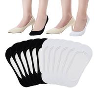 ATBITER No Show Socks Womens Flats - 6/12 Pairs Non Slip Invisible Ultra Low Cut Liner Footies Socks for Loafer Boat, 12 Pairs-6black+6white, 8-10 UK