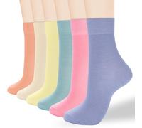 ATBITER Women Thin Cotton Socks, Soft Cotton Bootie Socks Women Above Ankle Crew Socks (6-Pairs With gift box), 6 Pairs Home Colors, 4-8 UK