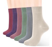 ATBITER Women Thin Cotton Socks, Soft Cotton Bootie Socks Women Above Ankle Crew Socks (6-Pairs With gift box), 6 Pairs Cute Colors, 9-12