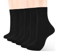 ATBITER Women Thin Cotton Socks, Soft Cotton Bootie Socks Women Above Ankle Crew Socks (6-Pairs With gift box), 6 Pairs Black, 4-8 UK