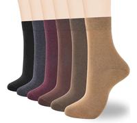 ATBITER Women's Thin Cotton Crew Socks - Soft Above Ankle Bootie Casual Dress Socks 6-Pairs With Gift Box