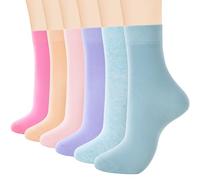 ATBITER Women's Thin Cotton Crew Socks - Soft Above Ankle Bootie Casual Dress Socks 6-Pairs With Gift Box
