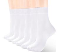 ATBITER Women's Thin Cotton Crew Socks - Soft Above Ankle Bootie Casual Dress Socks 6-Pairs With Gift Box , 6 Pairs 6white, 8-10 UK