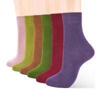 ATBITER Women's Thin Cotton Crew Socks - Soft Above Ankle Bootie Casual Dress Socks 6-Pairs With Gift Box