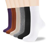 ATBITER Women's Thin Cotton Crew Socks - Soft Above Ankle Bootie Casual Dress Socks 6-Pairs With Gift Box